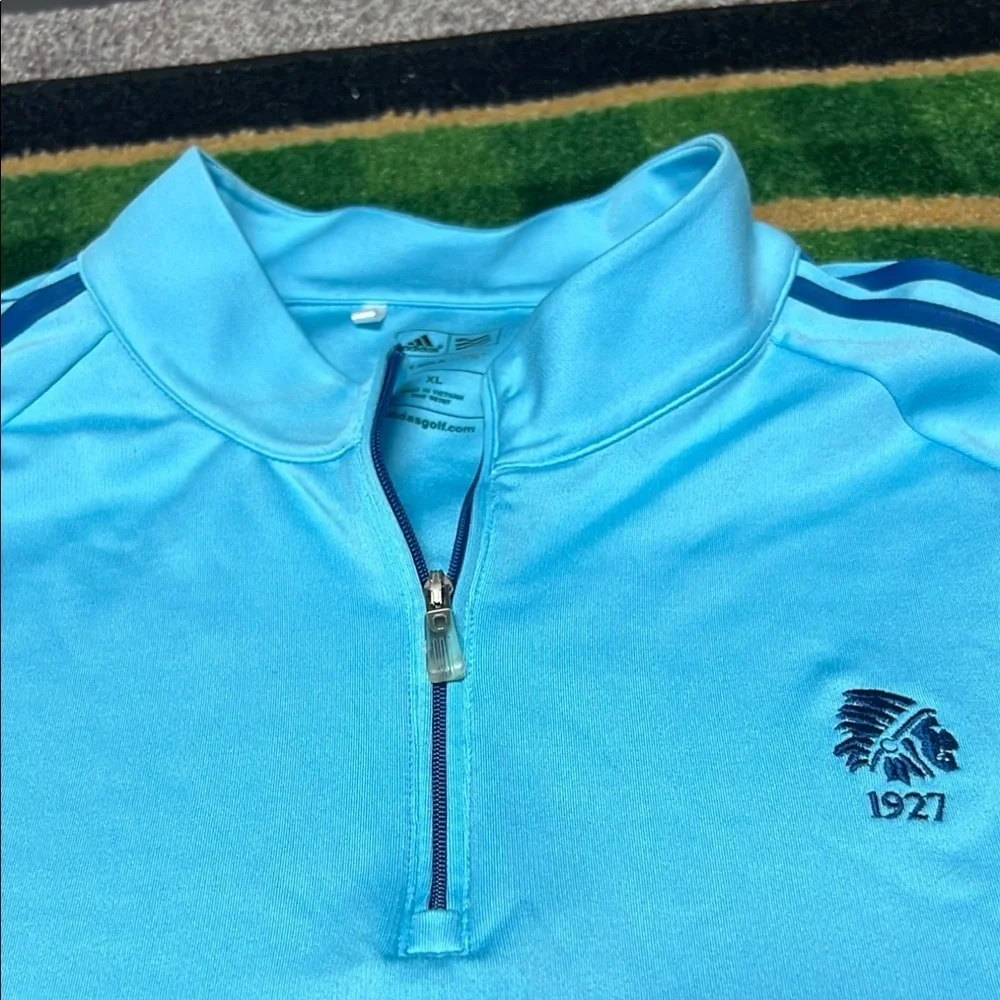 Adidas Golf Men's 3-Stripe Midweight 1/4-Zip Layering Blue Pullover - Picture 3 of 5
